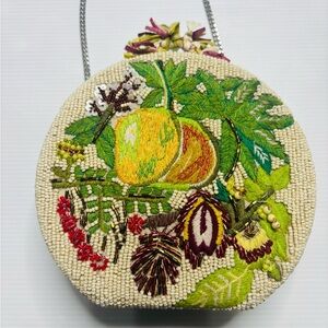 Anthropologie Fruit Motif Beaded Handbag